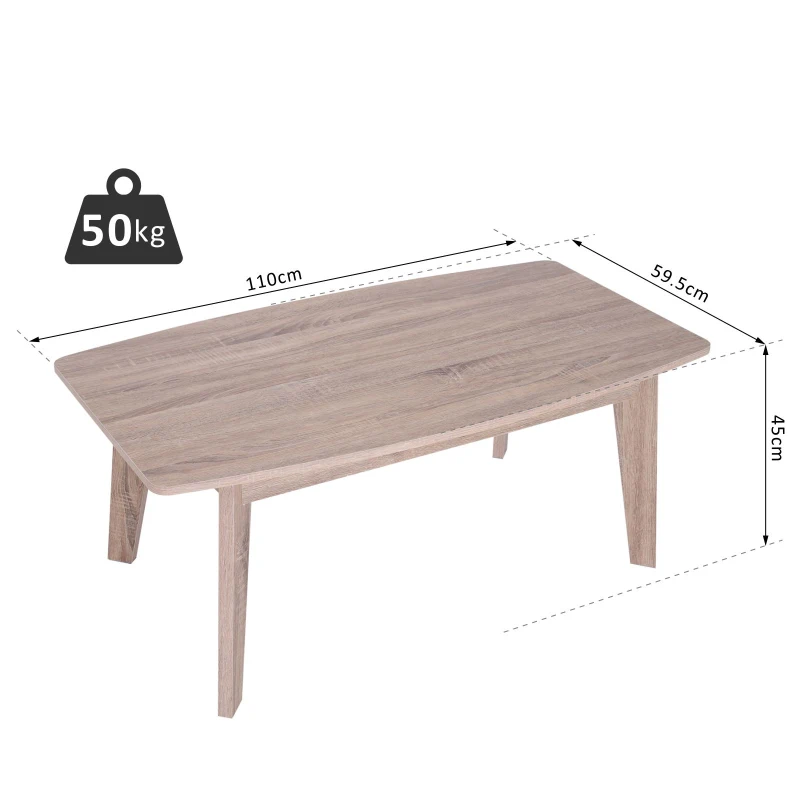 HOMCOM Coffee Table Sleek Rectangle Indoor Storage Living Room Wood Grain