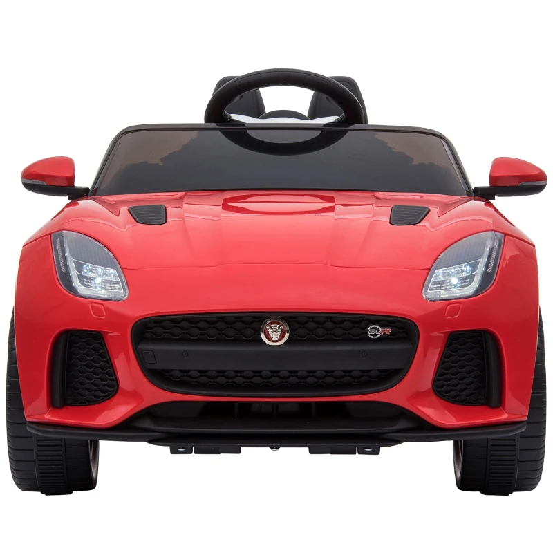 HOMCOM Compatible for 6V Rechargeable Battery Ride On Car Forward Reverse Lights Horn Music Player Red w/ Seat Belt Jaguar F-type SVR