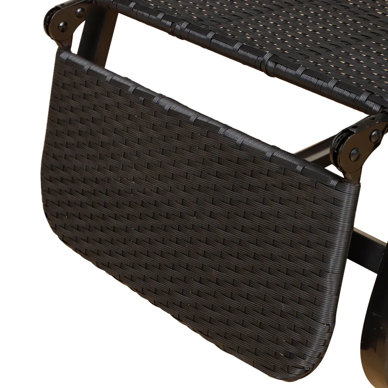 Outsunny Patio Garden Rattan Rocking Lounge Chair Rocker Outdoor Foldable  Adjustable Recliner Seat with Footrest - Black