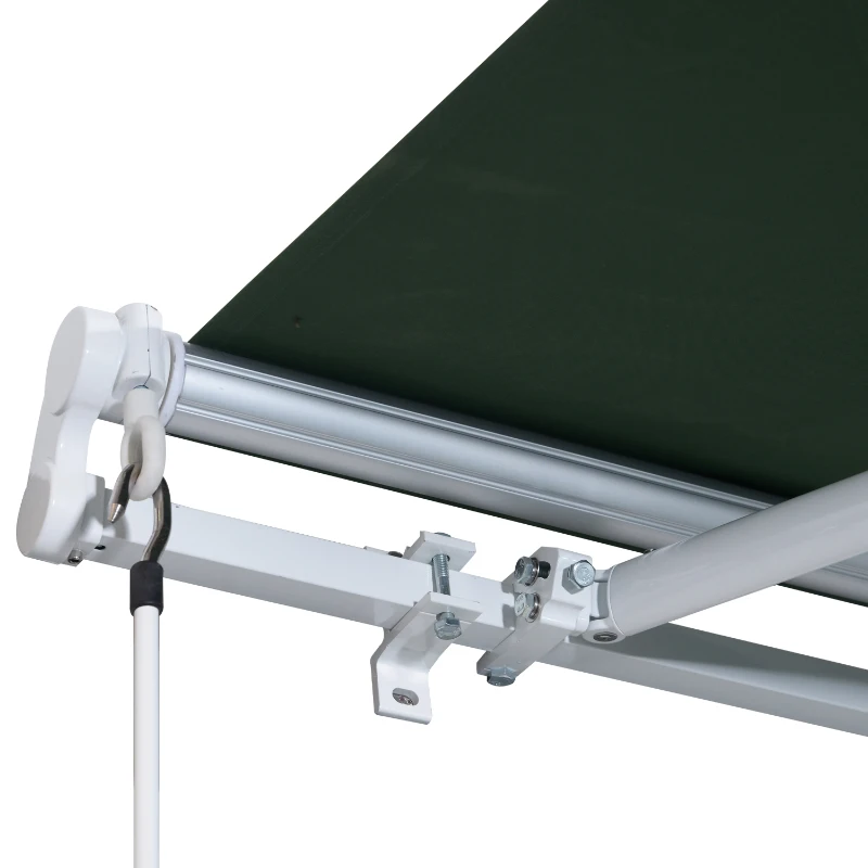 Outsunny 3.5M x 2.5M Garden Patio Manual Awning Canopy Sun Shade Shelter Retractable Gear Lever Winding Handle Green
