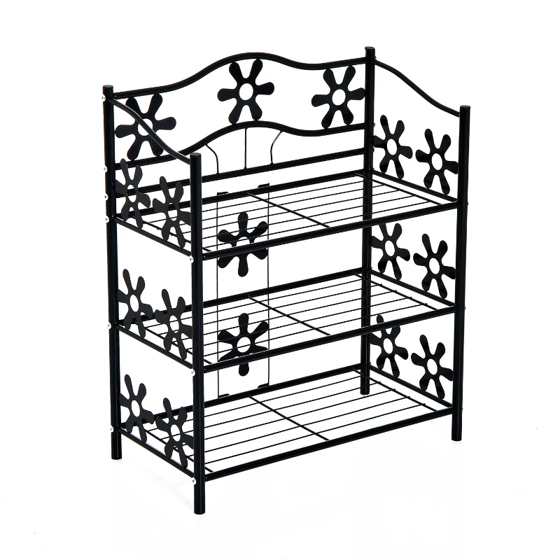 HOMCOM 3-Tier Shoe Rack Plants Stand, 59W x 29.8D x 72Hcm-Black