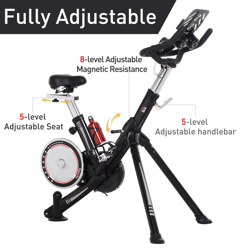 HOMCOM 11KG Flywheel Exercise Bike Magnetic Aerobic Training Indoor Cycling Upright  Stationary Cardio Workout Home Fitness Racing Machine