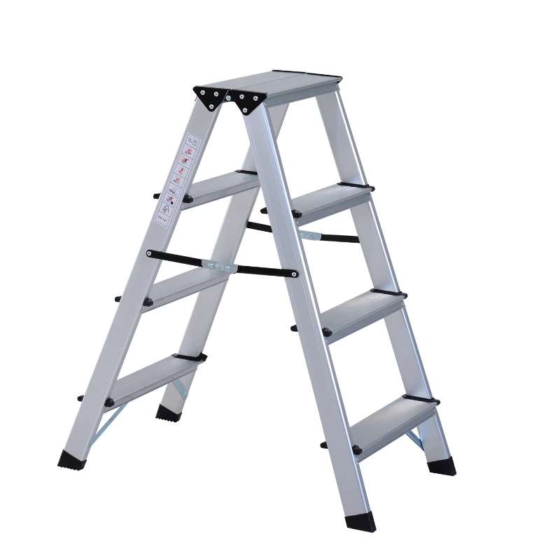 HOMCOM Aluminium Double Sided Step Ladder Folding A-type Household Stepper (4 Steps)