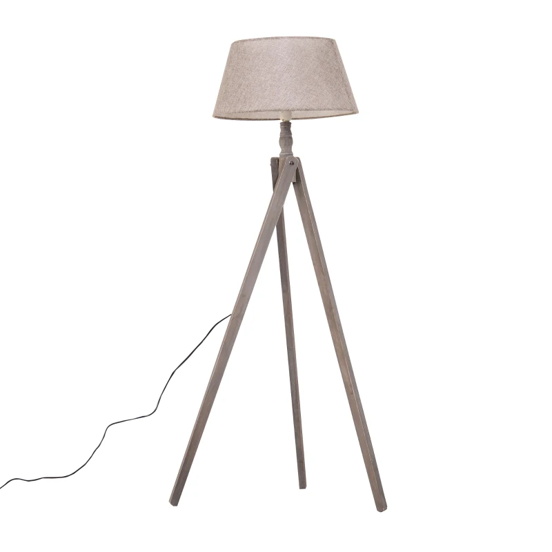 HOMCOM Free Standing Floor Lamp, 54Lx54Wx146H cm-Beige/Grey