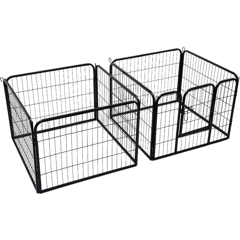 Pawhut Heavy Duty Dog Pen 8 Panel Pet Puppy Playpen Rabbit Hutch Run Indoor Outdoor Black, 80 x 80 (Medium)