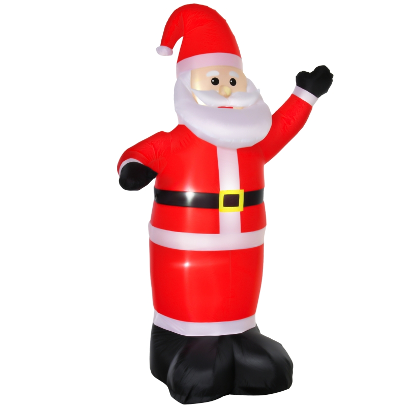 HOMCOM Inflatable 2.4m Santa Claus Xmas Decoration, W/LED lights, Polyester Fabric-Multicolour