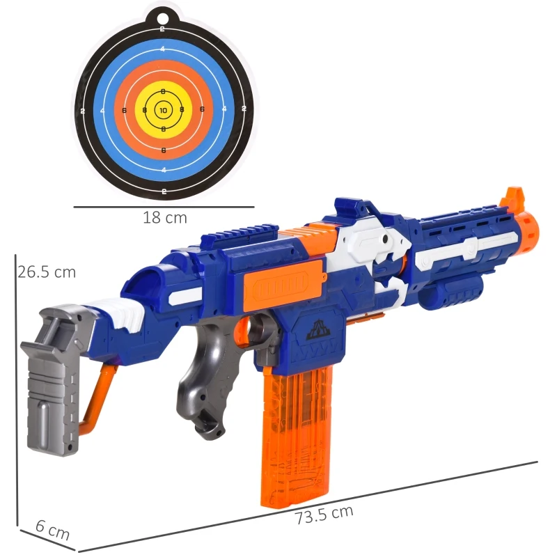 HOMCOM Toy Gun Automatic Foam Blaster Shooter with 20 Soft EVA Refill Darts Automatic Foam Blaster Gun Shooter Continuous Shot Magazine Shooting Target Board Shooting Game for Boys & Girls 8-12 Years