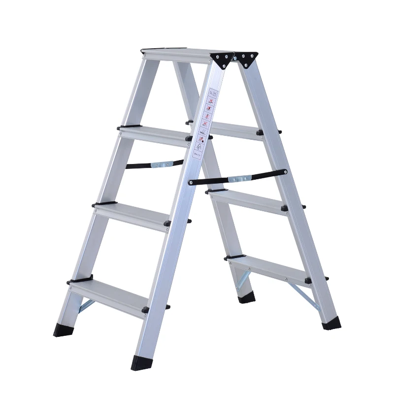 HOMCOM Aluminium Double Sided Step Ladder Folding A-type Household Stepper (4 Steps)