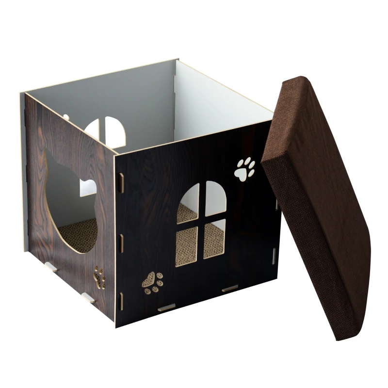 PawHut Cat House Scratching Pad, 40H cm-Brown