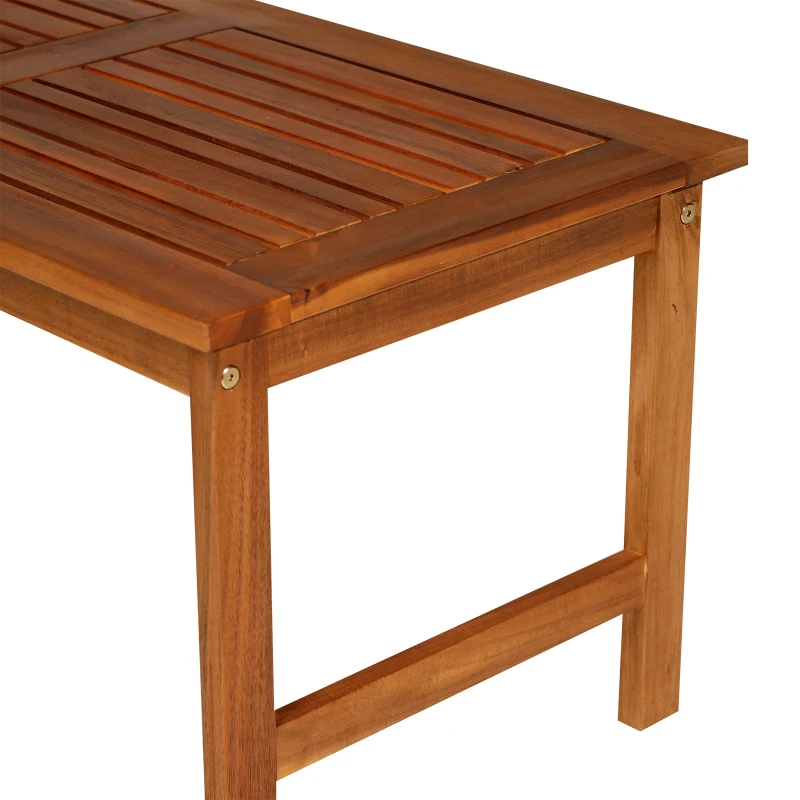 Outsunny Outdoor Indoor 4pcs Acacia Wood Furniture Set 1 Coffee Table 2 Armchairs & 1 Sofa with Cushions Patio Garden Conservatory