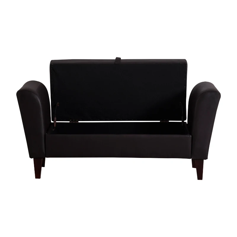 HOMCOM Storage Sofa Bench Armed Bed Foot Stool Ottoman Footrest PU Leather Brown