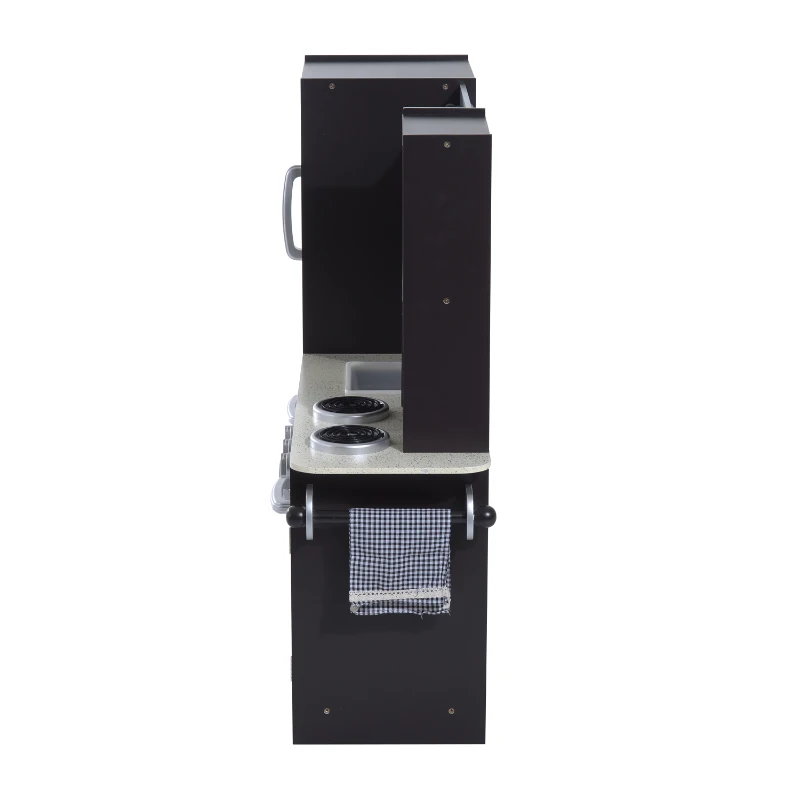 HOMCOM Kids MDF Pretend Play Minatare Kitchen Silver/Black