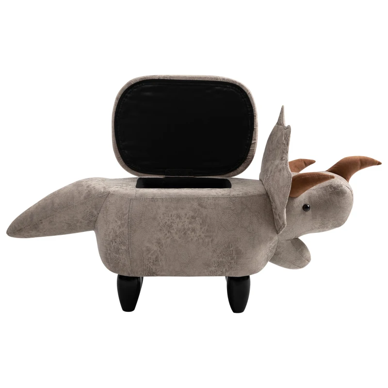 HOMCOM Upholstered Animal Storage Ottoman Footrest Stool with Vivid Adorable Dinosaur