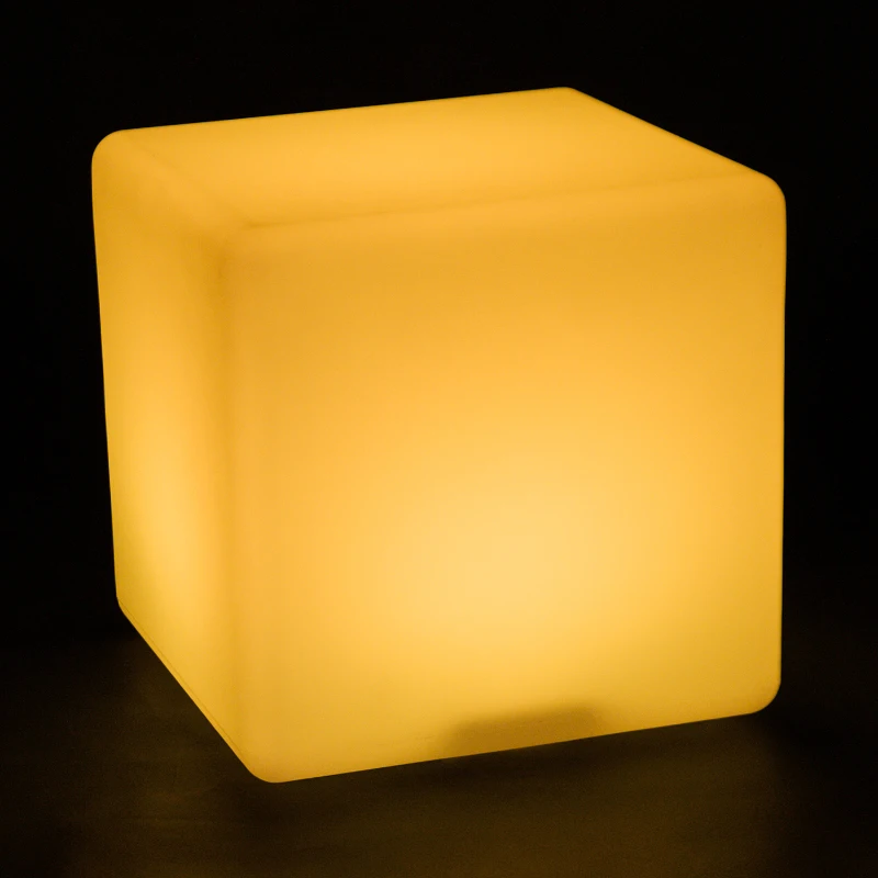 HOMCOM 40cm LED Cube Stool Chair Seat Table Floor Lamp Adjustable 16 RGB Colour Rechargeable Battery Remote Control