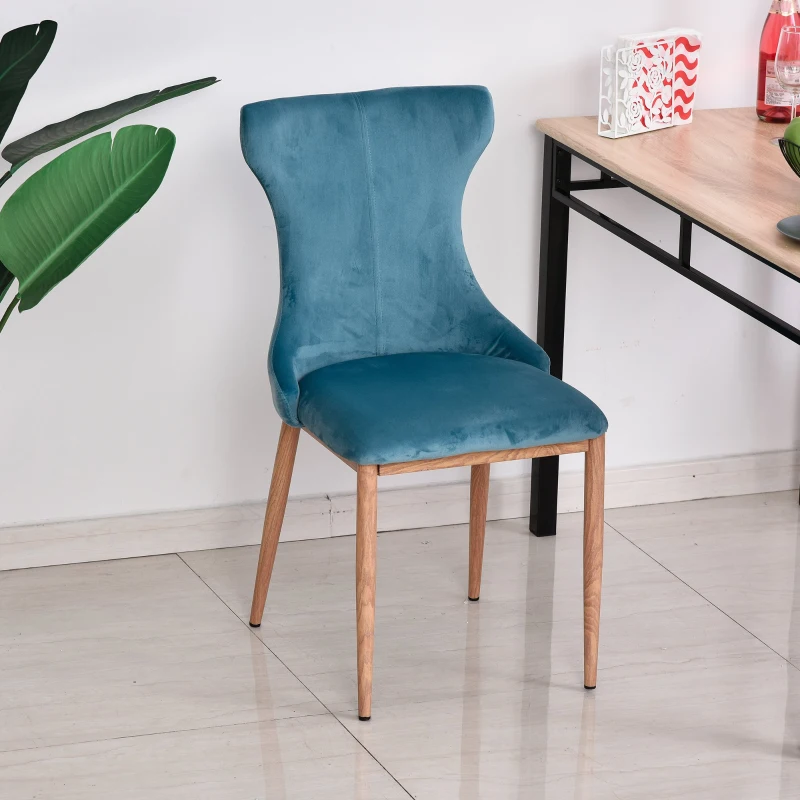 HOMCOM Polyester Upholstered Set-of-2 Dining Chairs Blue