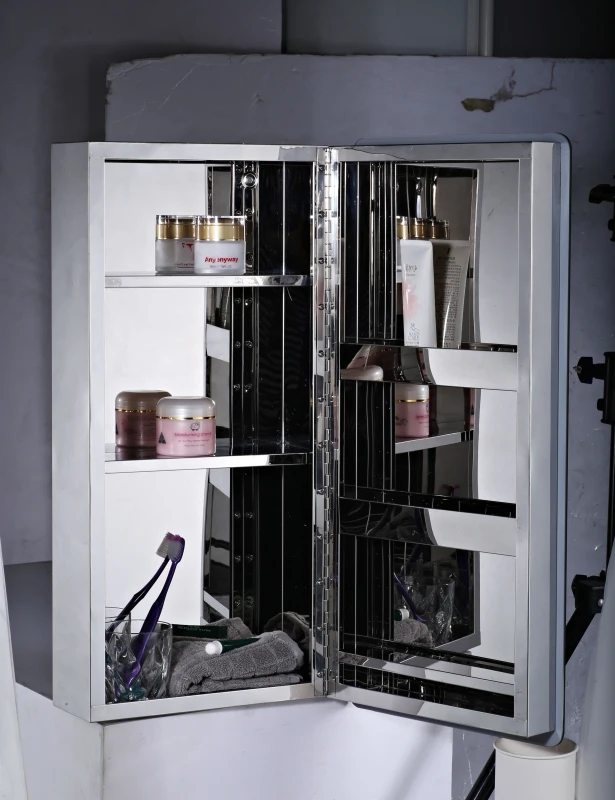 HOMCOM Wall Mounted Modern Bathroom Cabinet Mirror Stainless Steel Cupboard 6 Compartments Storage Shelves 63Hx30Lx15D(cm)