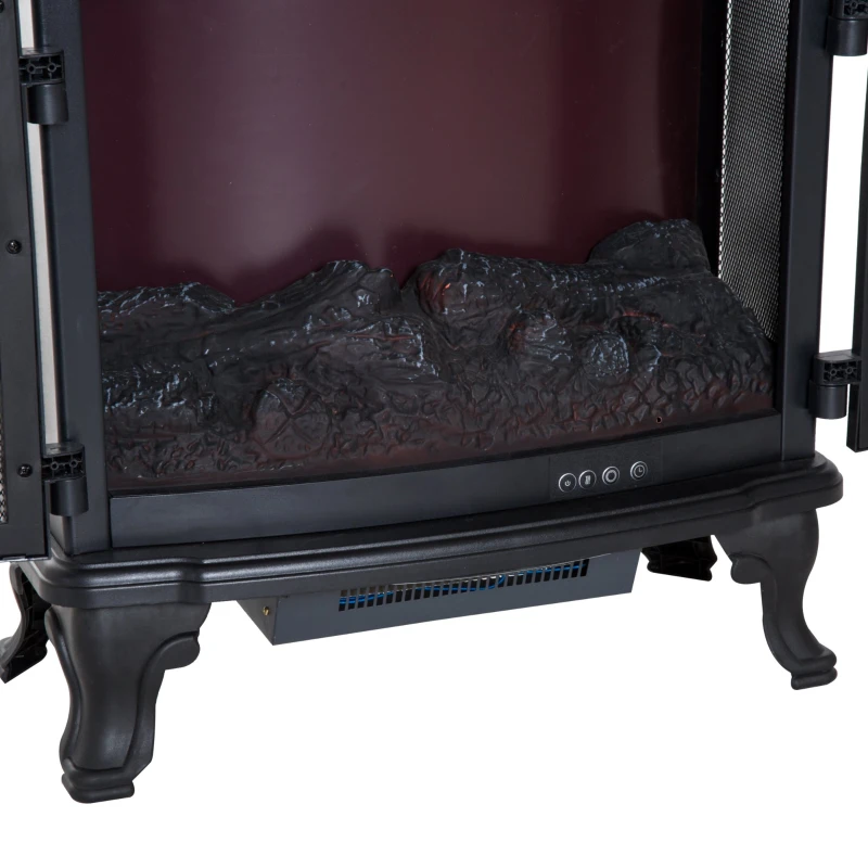 HOMCOM Electric Fireplace Heater w/LED Flame Effect, 1000W/2000W-Black