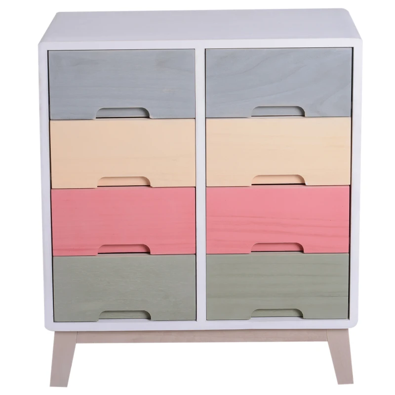 HOMCOM Chest of Drawers, 55Dx30Wx65.5 H cm, Paulownia Wood-Multicolour