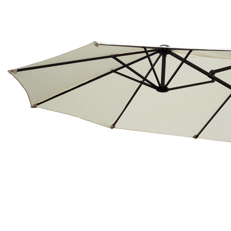 Outsunny 4.6 m Twin Parasol with Crank-Cream White