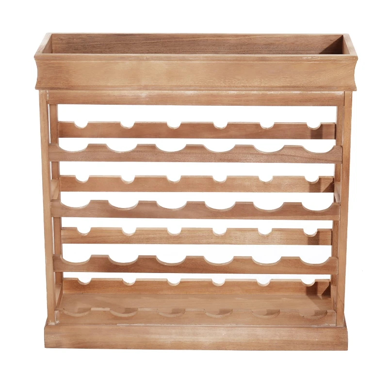 HOMCOM 4-tier Wooden Wine Rack 24 Bottles Stackable Organizer Display Storage Holder Shelves Stand Kitchen Home w/Countertop Natural wood