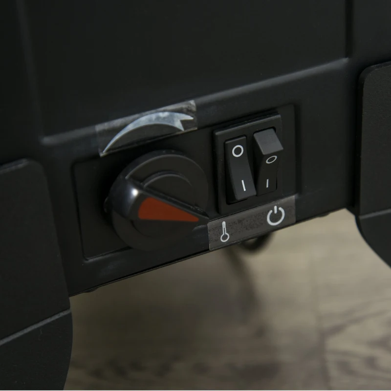 HOMCOM 1800W Freestanding Electric Fire w/ Faux Log Flame Adjustable Heat Thermal Stove Safe Overheating Protection Flame Black