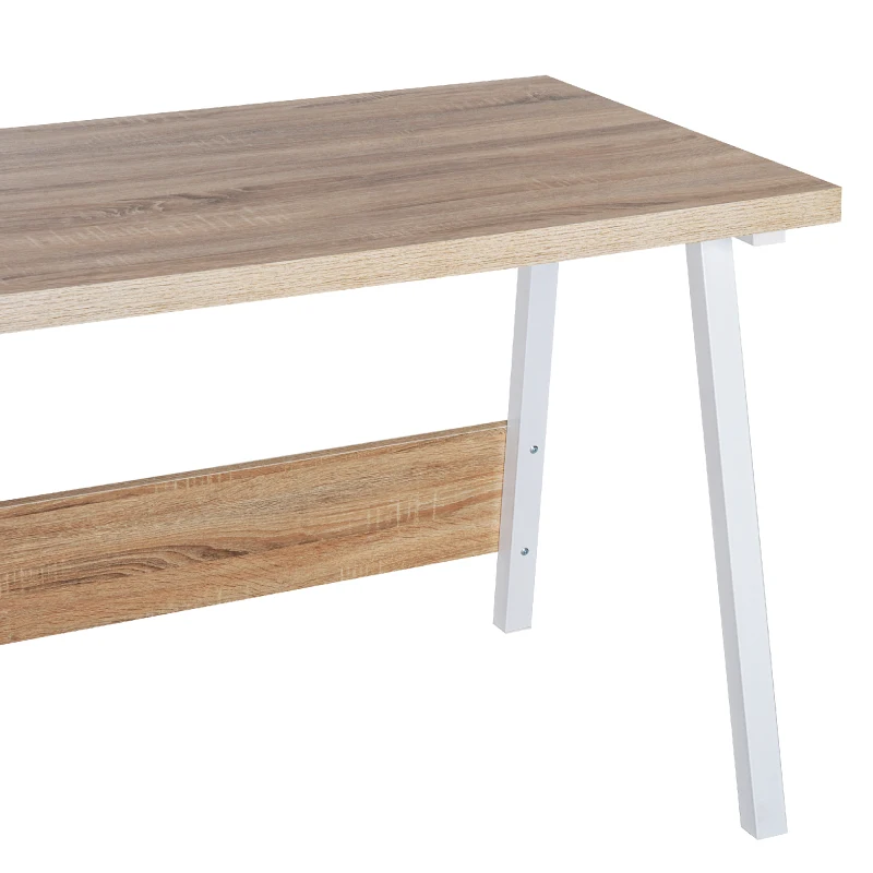 HOMCOM Computer Desks, 120Lx74Wx76H cm, MDF, Steel-Oak/White Colour