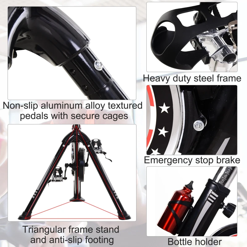 HOMCOM 11KG Flywheel Exercise Bike Magnetic Aerobic Training Indoor Cycling Upright  Stationary Cardio Workout Home Fitness Racing Machine