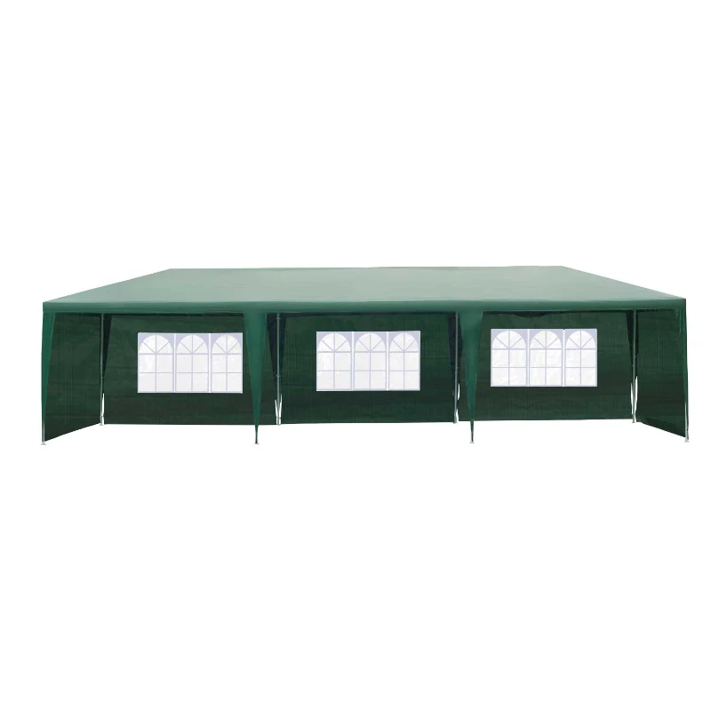 Outsunny 9 x 3 m Party Tent Gazebo Marquee Outdoor Patio Canopy Shelter with Windows and Side Panels Deep Green