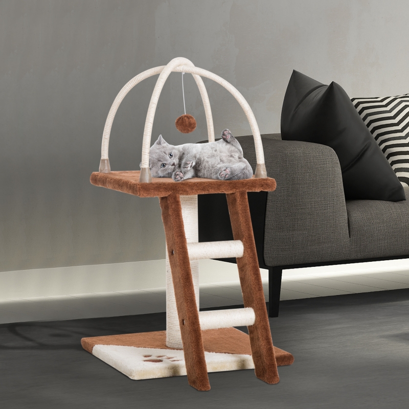PawHut Cat Tree Activity Center, Plush-Brown