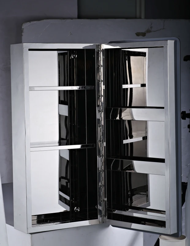 HOMCOM Wall Mounted Modern Bathroom Cabinet Mirror Stainless Steel Cupboard 6 Compartments Storage Shelves 63Hx30Lx15D(cm)