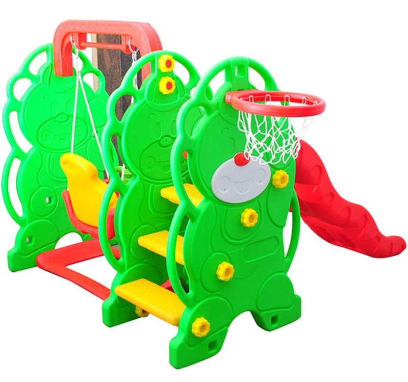 HOMCOM Kids Garden Playground W/ Swing, Slide and Basketball Hoop-Red/Green