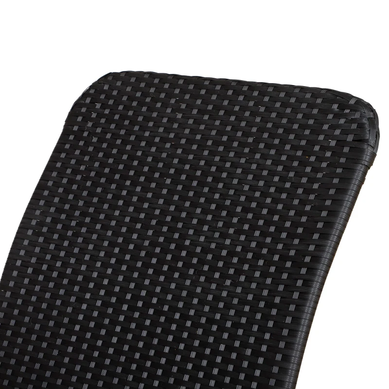 Outsunny Patio Garden Rattan Rocking Lounge Chair Rocker Outdoor Foldable  Adjustable Recliner Seat with Footrest - Black