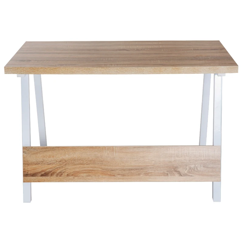 HOMCOM Computer Desks, 120Lx74Wx76H cm, MDF, Steel-Oak/White Colour