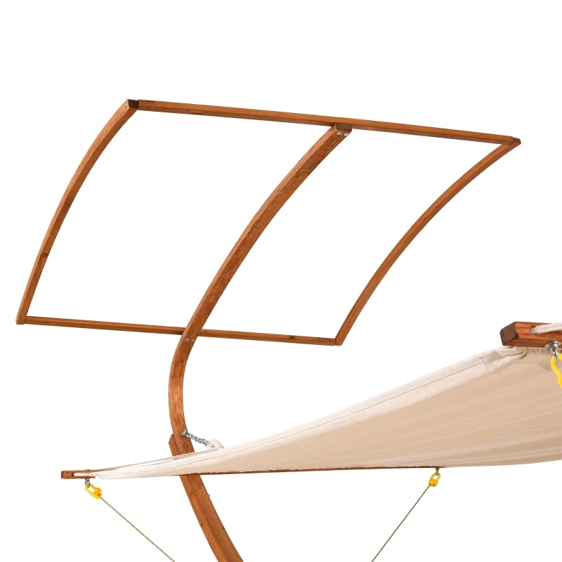 Outsunny Double Sun Bed Lounger W/Arc Stand & Canopy-White