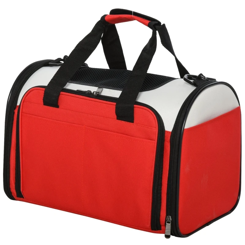 PawHut Polyester Net Expandable Small Pet Carrier Red/Black