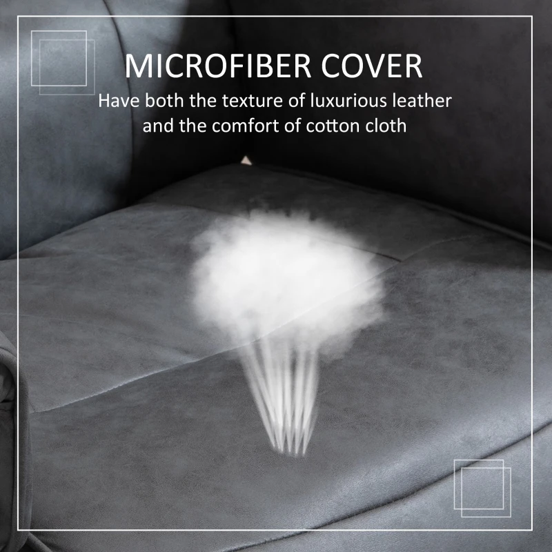 HOMCOM Swivel Recliner Chair Armchair Sofa with Footrest Padded Armrest 4-level Adjustable Backrest, Microfiber, Dark Grey