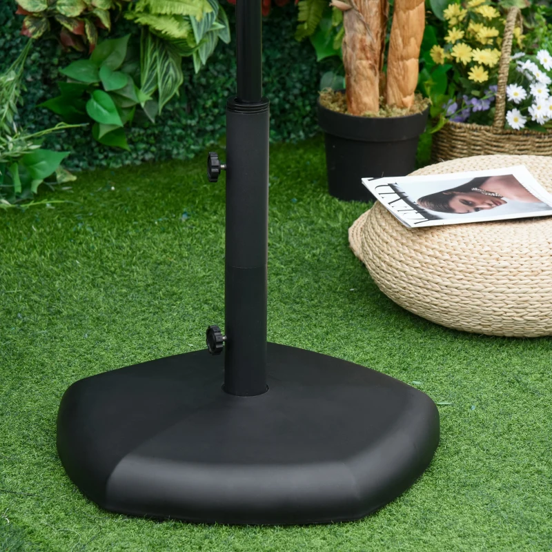 Outsunny 27kg Cement Parasol Base Stand Rolling with 2 Wheels, Fits Φ34-Φ48mm Sun Umbrella Poles