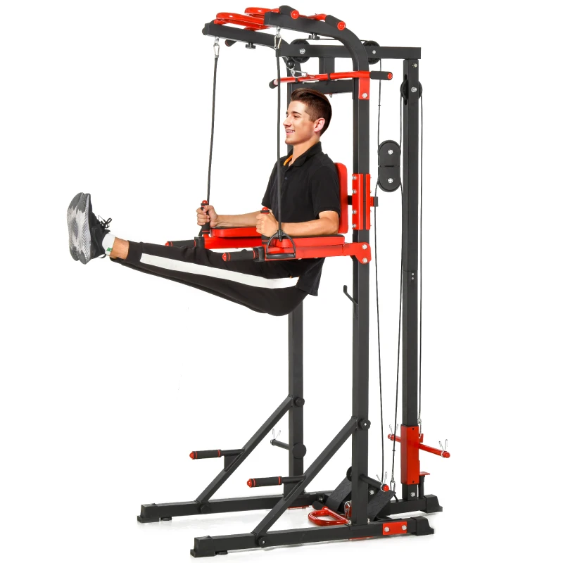 HOMCOM Power Tower Dip Station, Pull Up & Push Up & Dip Station for Home, Gym Multi-Function Strength Training Fitness, Commercial Workout for Arms, Legs, Back, Waist, Buttocks, Abdomen Exercise