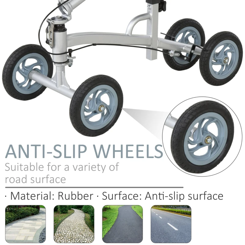 HOMCOM Metal Frame Knee Rehabilitation Scooter w/ Basket Black