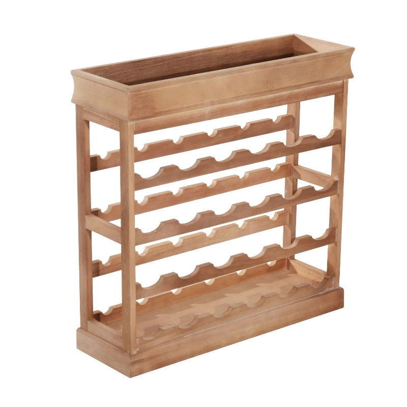 HOMCOM 4-tier Wooden Wine Rack 24 Bottles Stackable Organizer Display Storage Holder Shelves Stand Kitchen Home w/Countertop Natural wood
