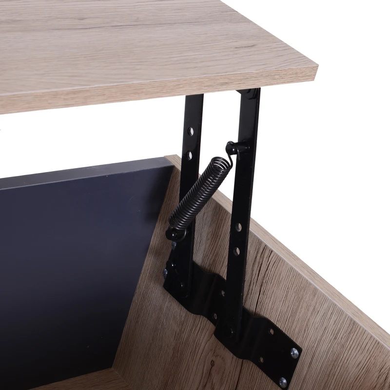 HOMCOM Lift Up Top Coffee Table, 100Wx58Dx39.3-52.7H cm-Natural Wood Grain Colour