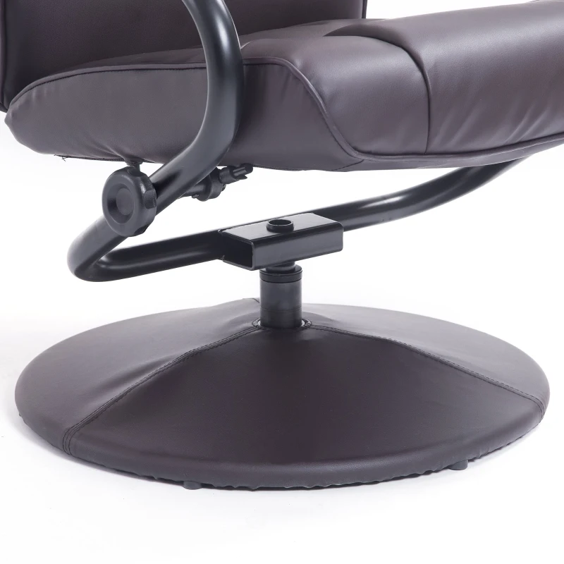 HOMCOM Executive Recliner Chair High Back Swivel Armchair Lounge Seat w/Footrest Stool (Brown)