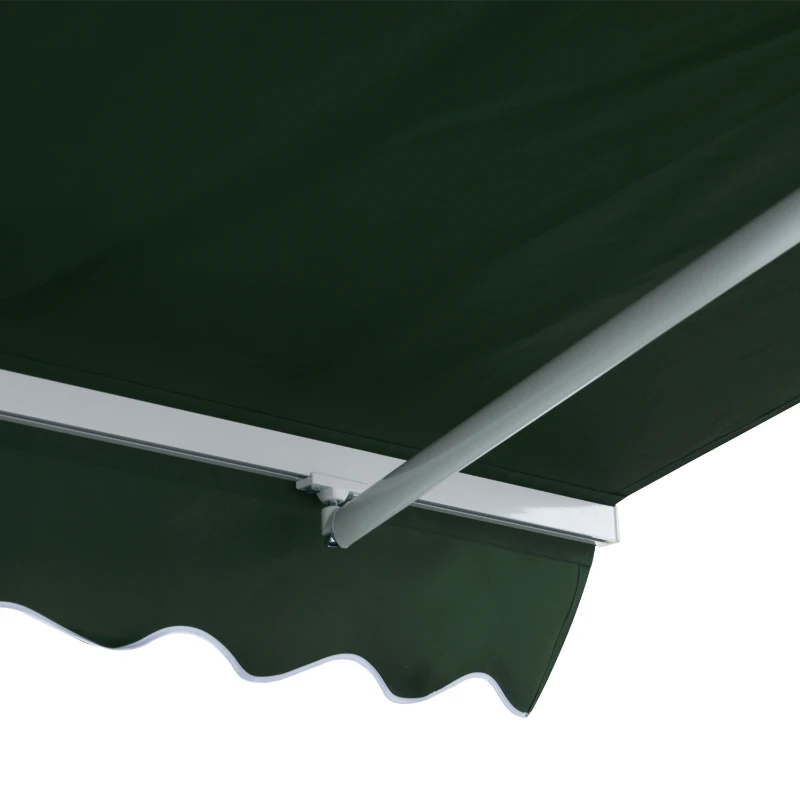 Outsunny 3.5M x 2.5M Garden Patio Manual Awning Canopy Sun Shade Shelter Retractable Gear Lever Winding Handle Green