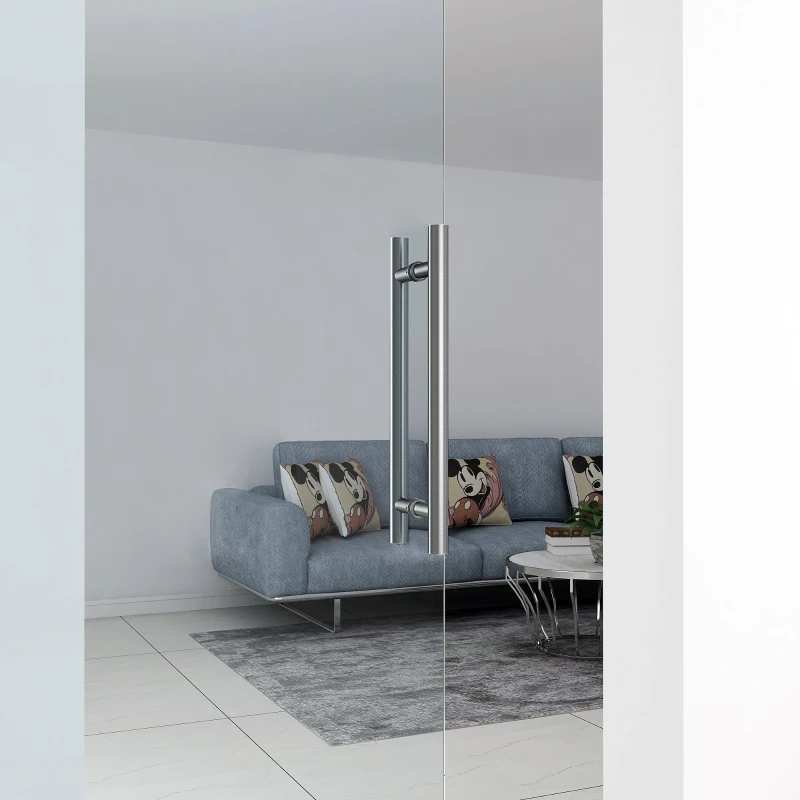 HOMCOM Sliding Door Hardware Track Kit, Tempered Glass Door