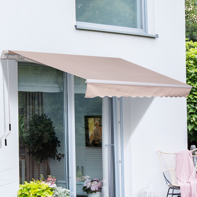 Outsunny Retractable Awning, 3,5x2,5 m-Cream White