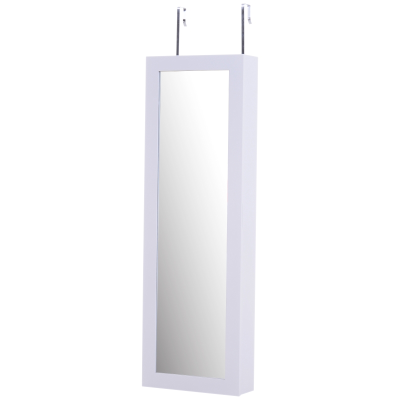 HOMCOM Wall /Door Mounted Armoire Mirror Jewellery Cabinet, 36Wx108.5Hx11.5T cm-White