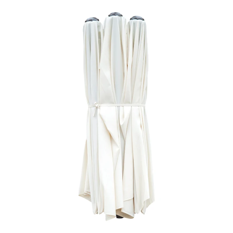 Outsunny 4.6 m Twin Parasol with Crank-Cream White