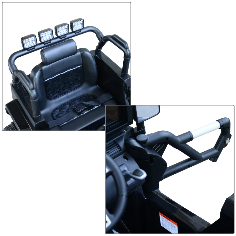 HOMCOM 2 Speed Electric Ride On Car 12V Battery w/ Headlights MP3 Connection & Suspension Remote Control in Black