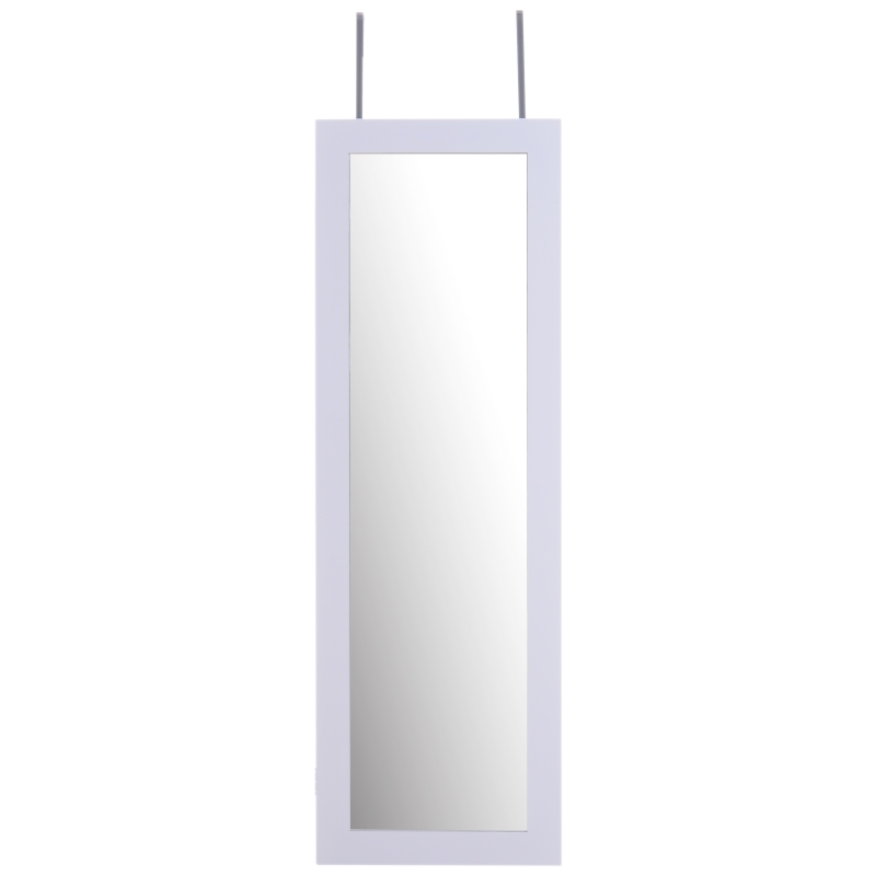 HOMCOM Wall /Door Mounted Armoire Mirror Jewellery Cabinet, 36Wx108.5Hx11.5T cm-White