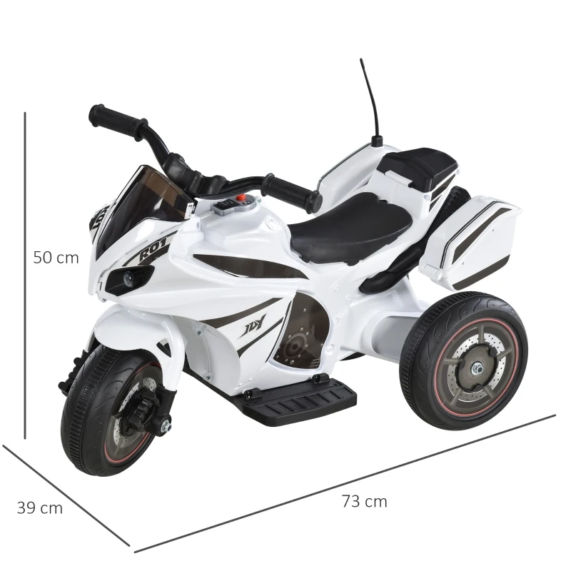 HOMCOM Kids Battery Powered Plastic Ride On Motorcycle Trike White